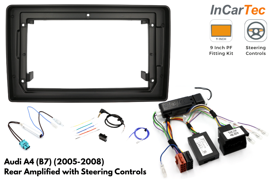 Audi A4 2005-2008 9 Inch Perfect Fit Stereo Fitting Kit - Steering Controls/ Rear Amplified