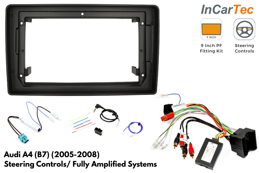 Audi A4 2005-2008 9 Inch Perfect Fit Stereo Fitting Kit - Steering Control & Amplifier Retention