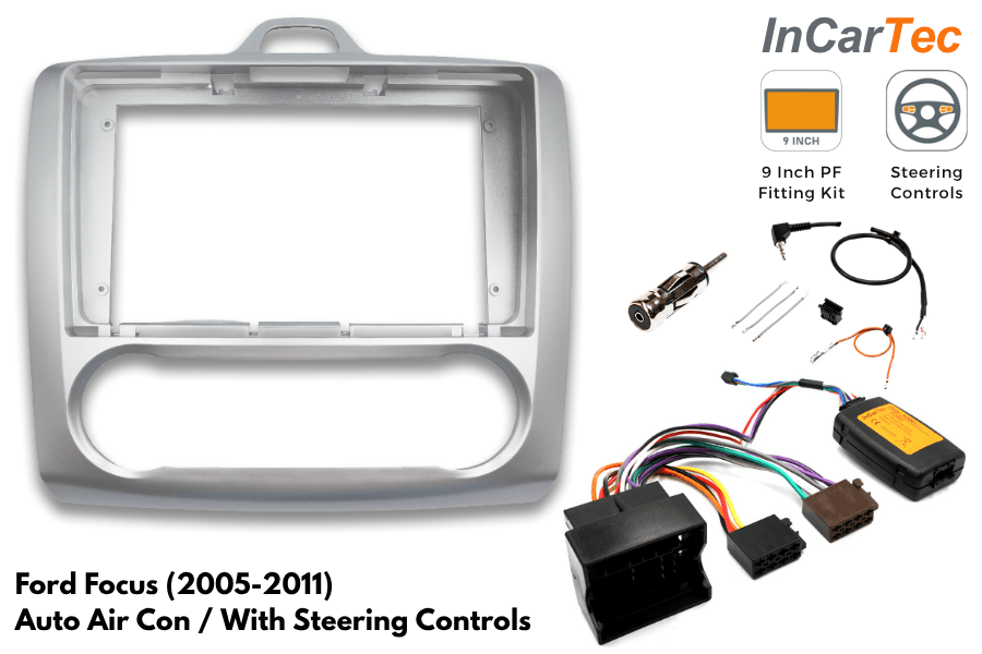 Ford Focus 2005-2011 9 Inch Perfect Fit Stereo Fitting Kit – Automatic Air Conditioning/ With SWC