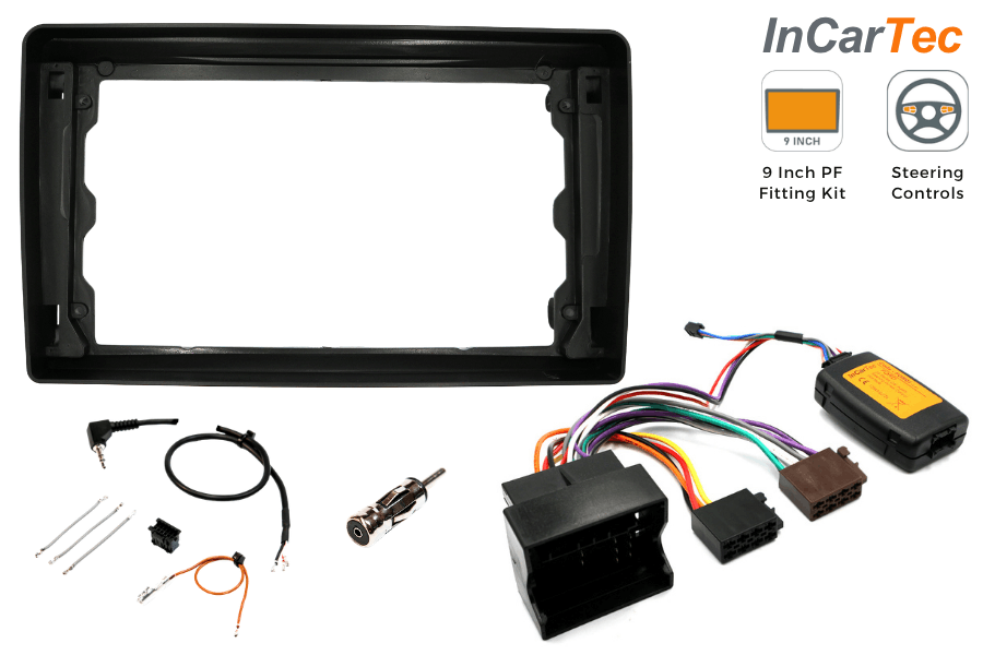 Ford (Rectangle Radios) 9-inch Perfect Fit Stereo Fitting Kit (With Steering Controls)
