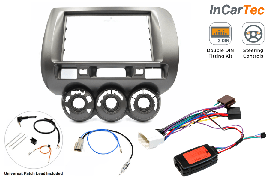 Honda Jazz (2002-2007) Double DIN Car Stereo Fitting Kit (Manual AC/ With Steering Controls)