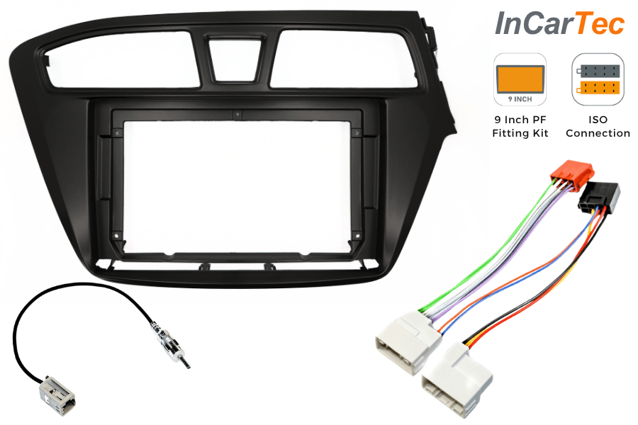 Hyundai i20 2nd Gen (2014-2018) 9-inch Perfect Fit Stereo Fitting Kit  (Without Steering Controls)