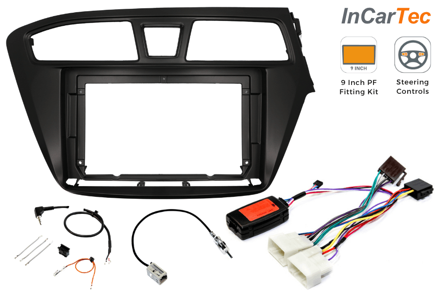 Hyundai i20 2nd Gen (2014-2018) 9-inch Perfect Fit Stereo Kit (With Steering Controls)