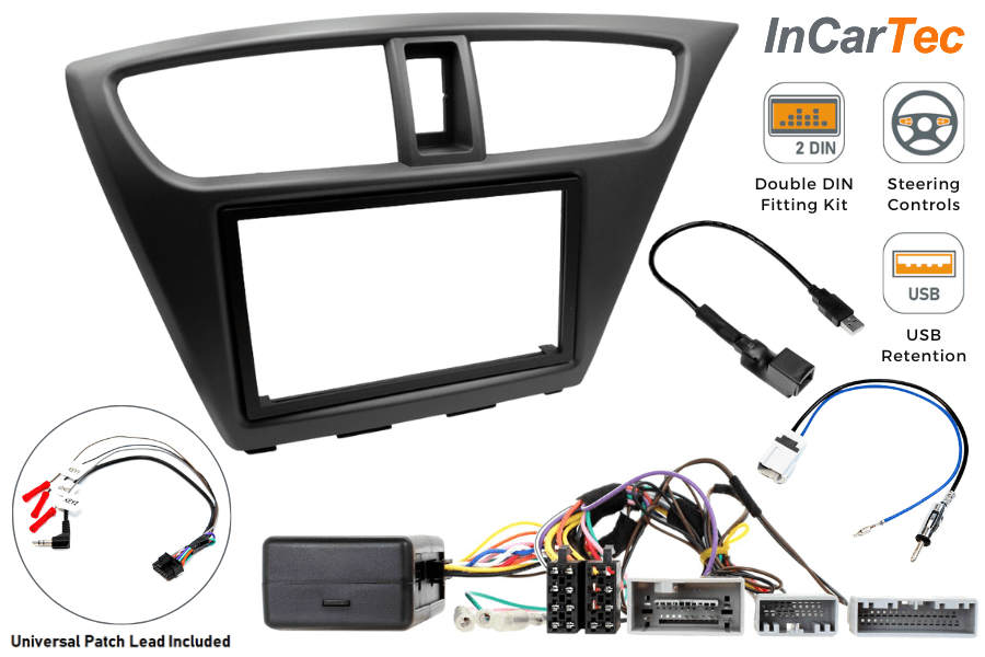 Honda Civic (2012–17) Double DIN Car Stereo Fitting Kit with USB Retention (Standard Radio, Non-Amp)