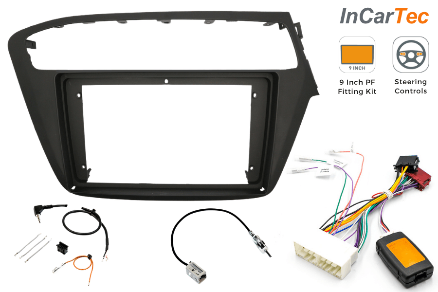 Hyundai i20 2nd Gen (2018-2020) 9-inch Perfect Fit Stereo Kit (With SWC)