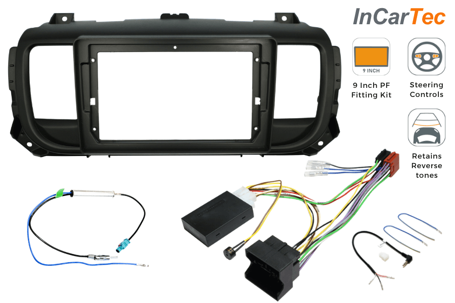 Citroen Dispatch, Peugeot Expert, ProAce 9 Inch Perfect Fit Stereo Fitting Kit (Parking Sensors)