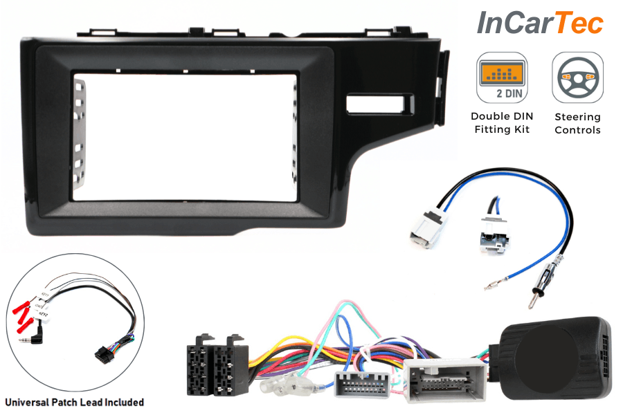 Honda Jazz/ Fit (2015–2020) Double DIN Stereo Upgrade Kit with Steering Wheel Control Retention