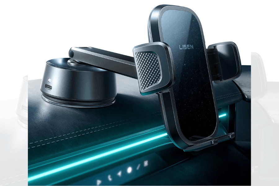 LISEN Vacuum Suction Phone Holder – 360° Adjustable Magnetic Car & Desktop Phone Mount