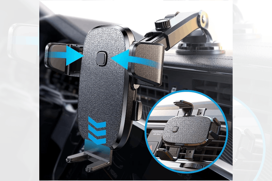 LISEN Auto-Locking Car Phone Holder Mount – Dashboard, Windscreen & Air Vent Smartphone Mount