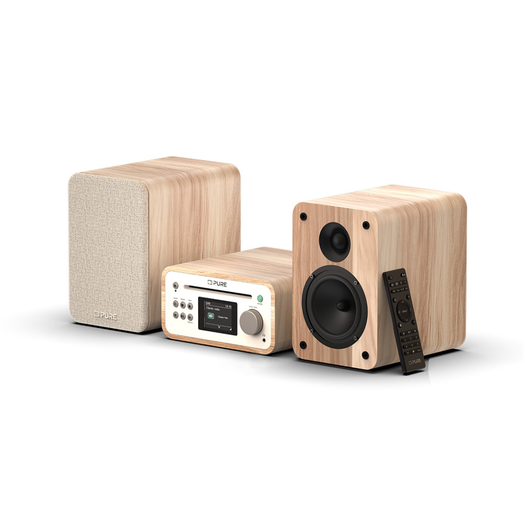 PURE Classic Stereo Mini with DAB+, FM, CD and Bluetooth 5.3 Cotton White/Oak