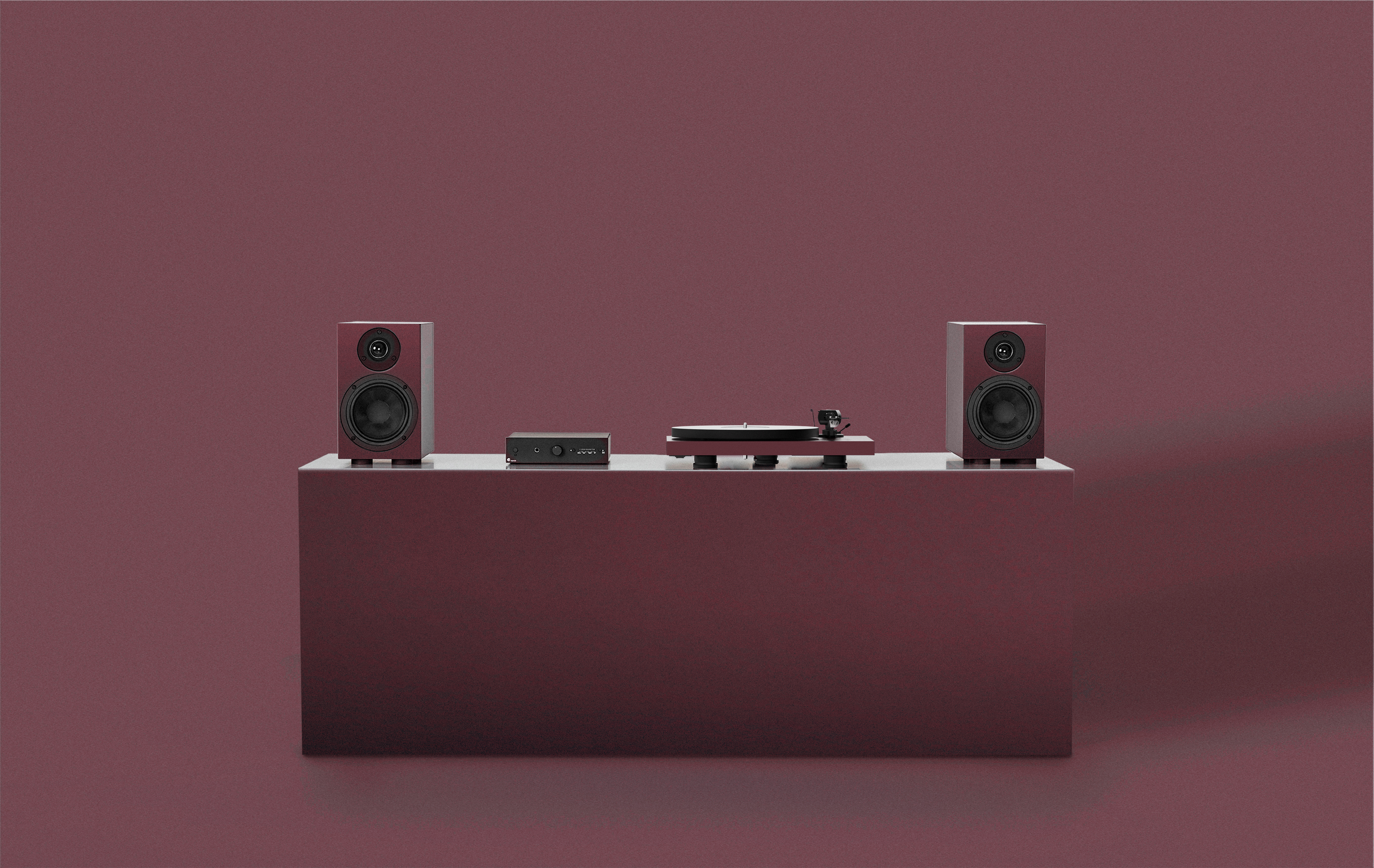 Pro-Ject Colourful Audio System 2 Hi-Fi Set - Wine Red Satin