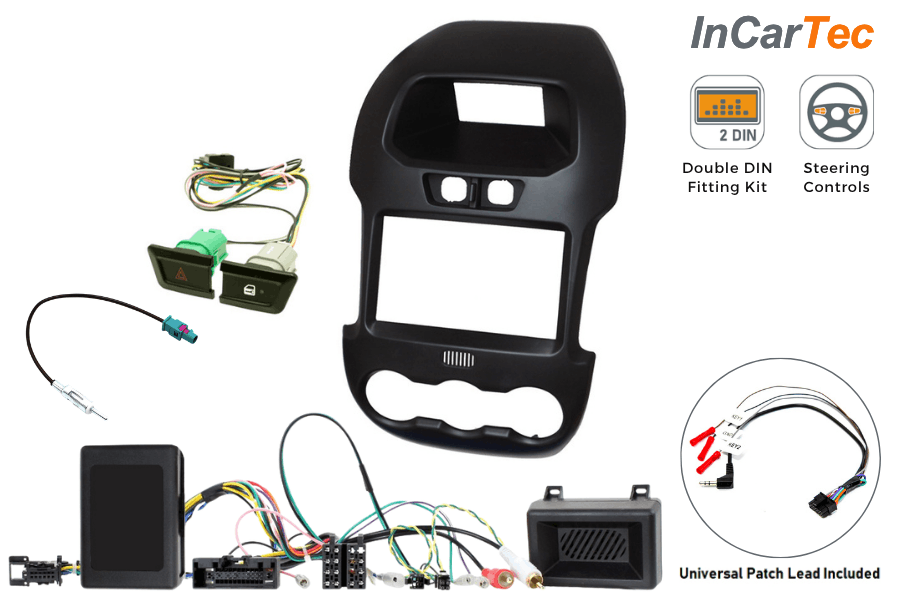 Ford Ranger (2012-2016) Double DIN Car Stereo Fitting Kit with Steering Wheel Control Retention
