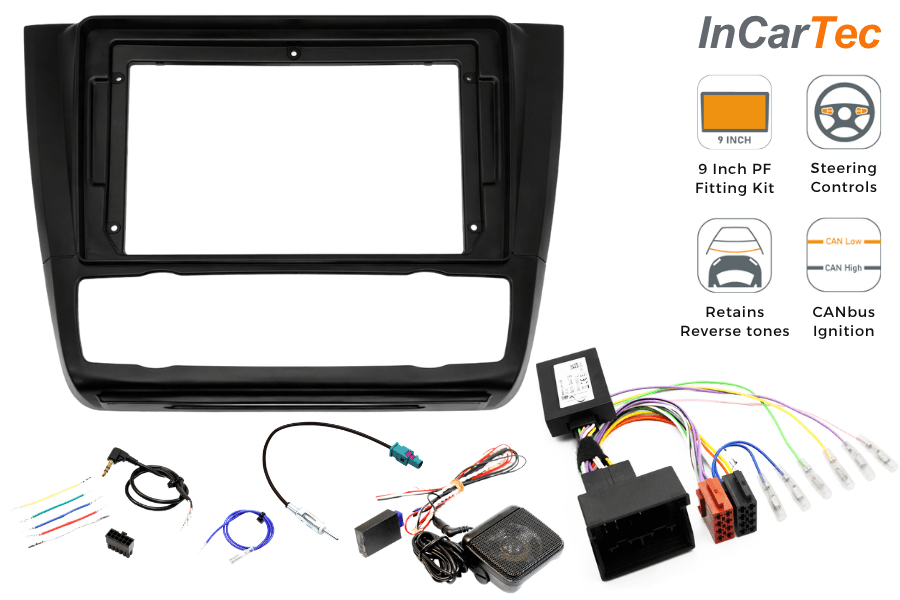 BMW 1-series 9" Perfect Fit Kit with Steering controls/PDC retention (AUTO AIR CON)