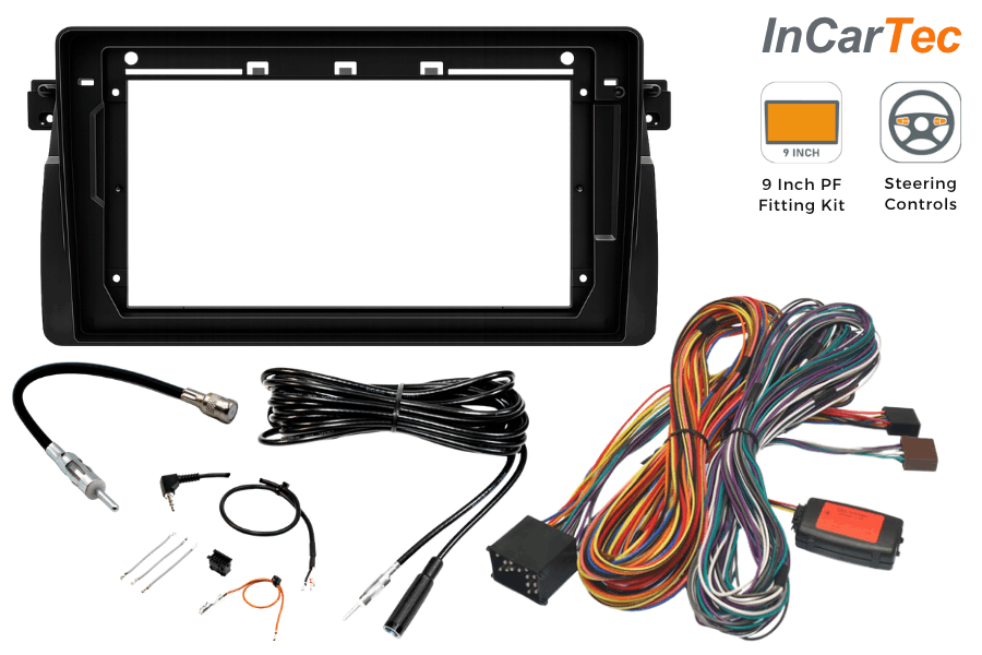 BMW E46 (1999–2006) 9 Inch Perfect Fit Fitting Kit for with OEM Navigation & Round Pin