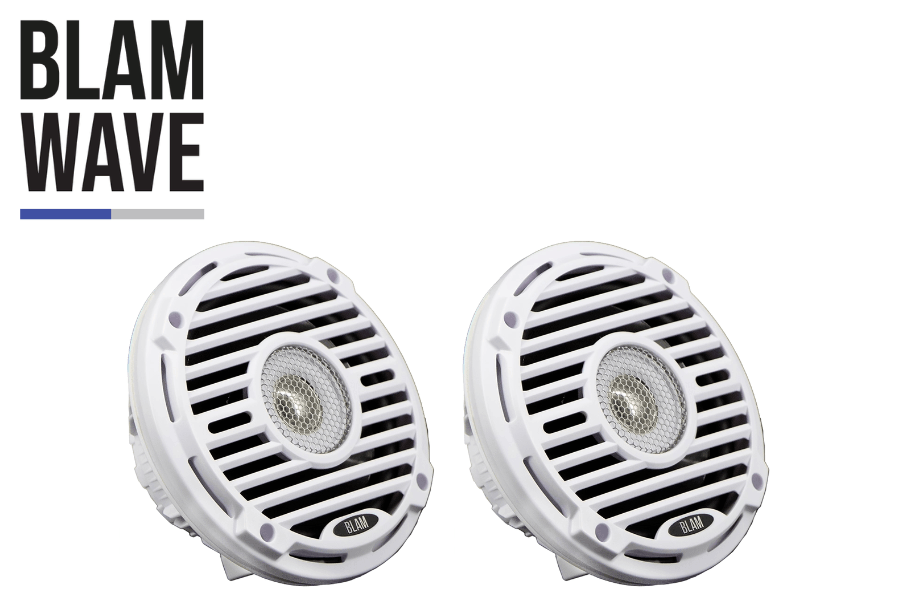 BLAM Wave 6.5 Inch 2-Way Coaxial Marine and Motorsport Speakers Pair | White