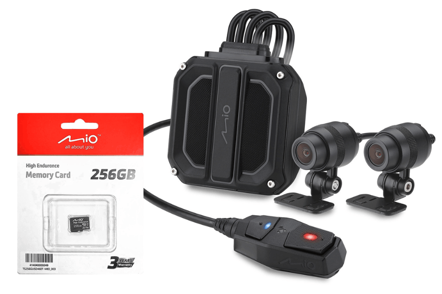 Mio MiVue M820WD Dual HDR Motorcycle Dash Cam with 256GB Micro SD Card