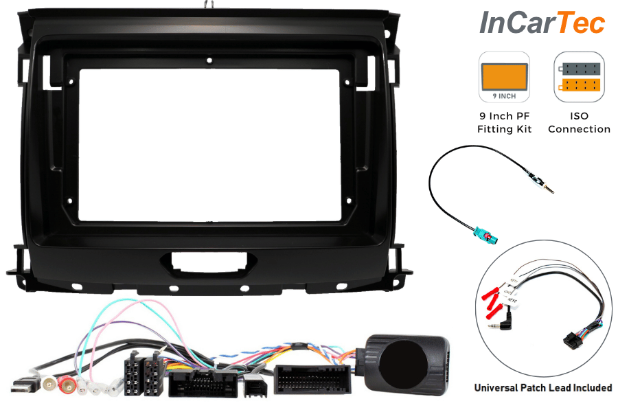 Ford Ranger XL (2016-2022) 9-inch Perfect Fit Stereo Kit with Steering Wheel Control Retention