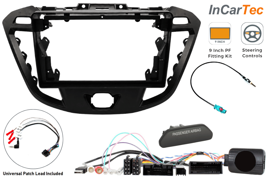 Ford Transit Custom Trend/ Limited/ Sport (2016-2018) 9 Inch Stereo Kit With Airbag Light