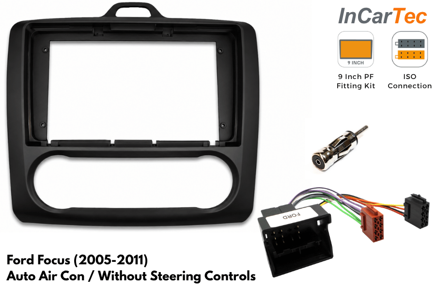 Ford Focus 2005-2011 9 Inch Fitting Kit – Automatic Air Conditioning/ Without SWC/ Matt Black