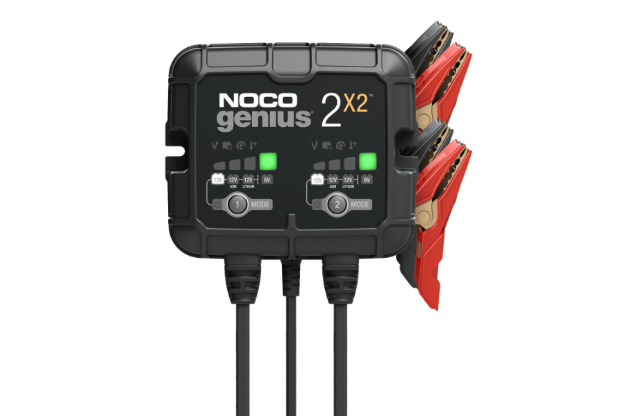 NOCO GENIUS2X2 2-Bank Smart Battery Charger & Maintainer – 4A, 6V & 12V